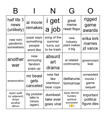 2026 bingo Card