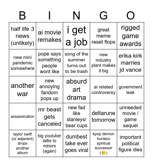 2026 bingo Card