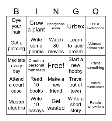 2026 Bingo Card