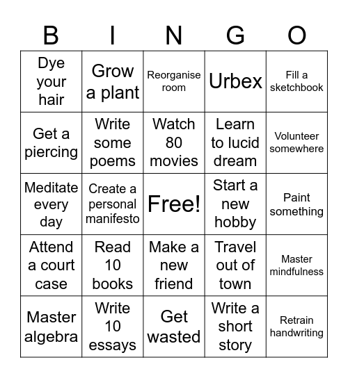 2026 Bingo Card
