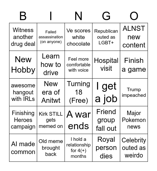 The Ultimate 2026 Bingo Card