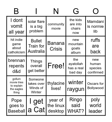 2026 Bingo Card