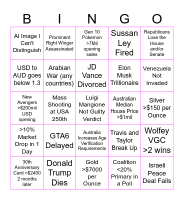 2026 Bingo Card