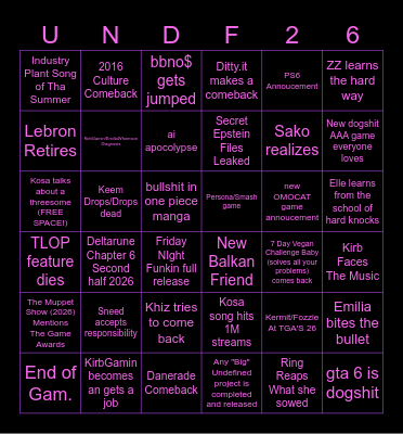 UNDF 2026 Bingo 🤑🤑🤑🧐🧐🧐🧐 Bingo Card