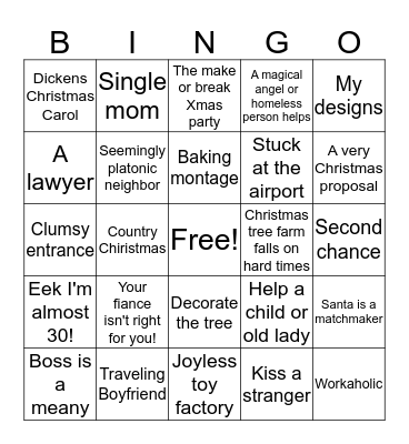 Hallmark Christmas Movie Bingo Card