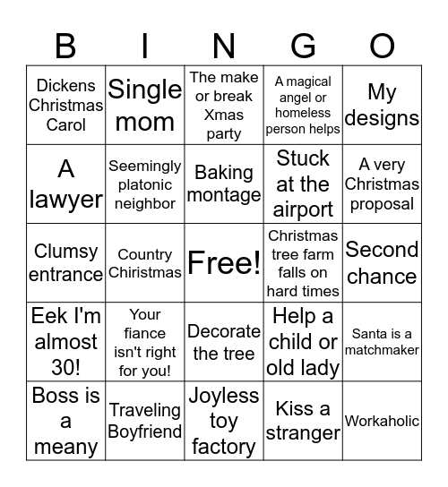 Hallmark Christmas Movie Bingo Card