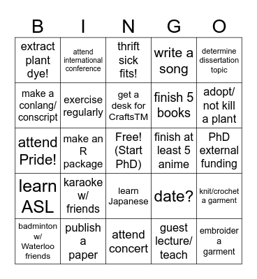 2026 Bingo! Bingo Card