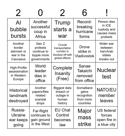 2026 Bingo Card