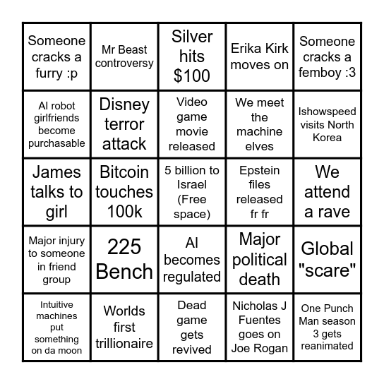 2026 Bingo Card