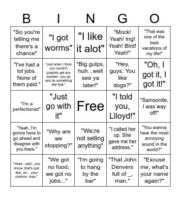 Dumb & Dumber Bingo Card