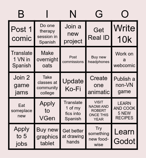 2026 Bingo Card