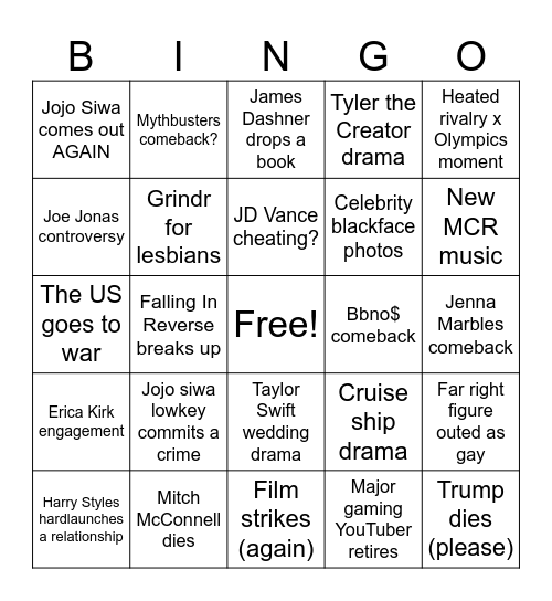 2025 Bingo Card
