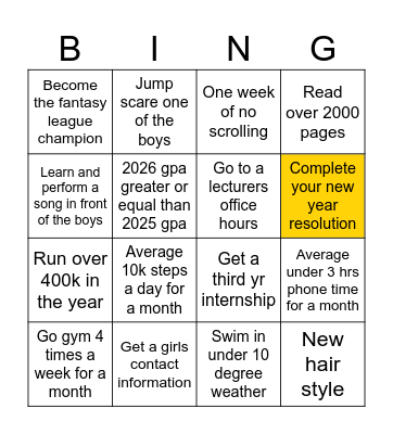 2026 Bingo Challenge Bingo Card