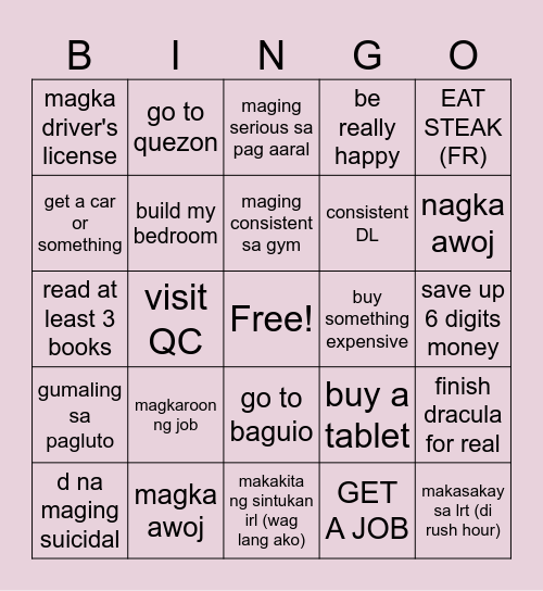 2026 #Goals Bingo Card