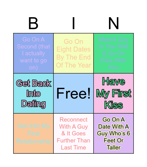 Jayden’s 2026 Dating Bingo Card