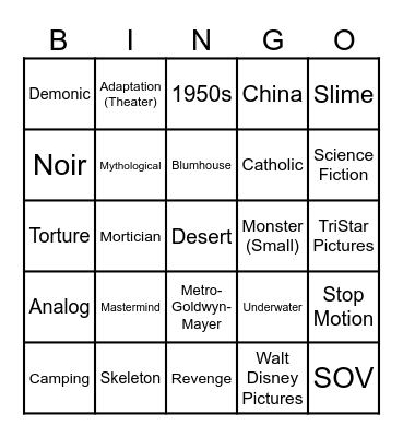 2027 Bloodsoaked Bingo: A Witch’s Brew of Horror’s Wickedest Forms, Flicks, and Filmmakers Bingo Card