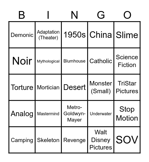 2027 Bloodsoaked Bingo: A Witch’s Brew of Horror’s Wickedest Forms, Flicks, and Filmmakers Bingo Card