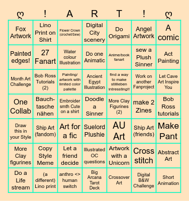 FoxTae's 2026 DrawingChallenge Bingo Card