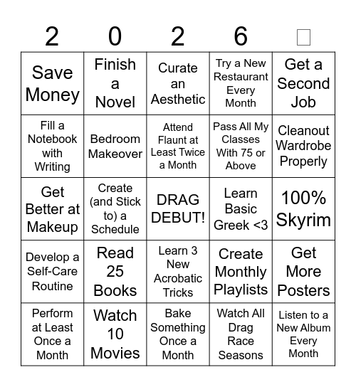 𐙚⋆.˚ 2026 Bingo - Jemima Bingo Card