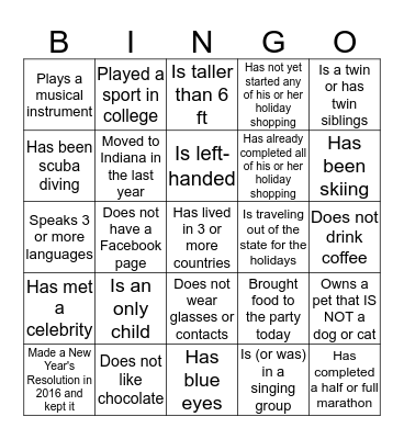 People Bingo Card