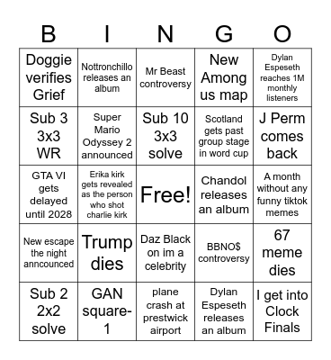 2026 bingo Card
