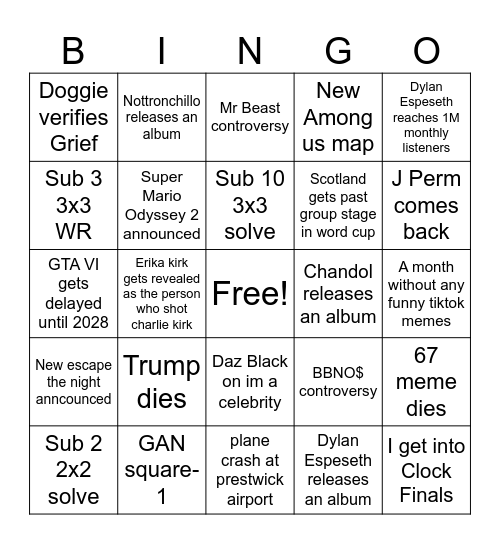 2026 bingo Card