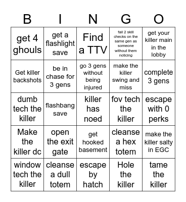 DBD Bingo 2.0 Bingo Card