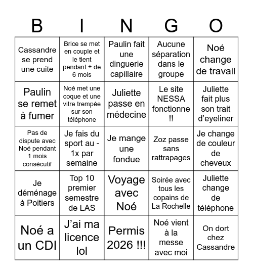 Bingo 2026 Bingo Card