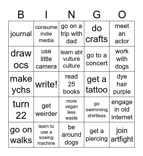 Dizzy's 2026 bingo! Bingo Card