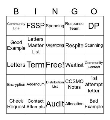 FSSP Bingo Card