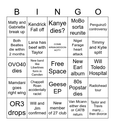 2026 Predictions- Hail Marys Bingo Card