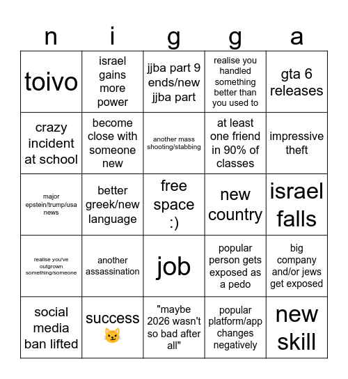 2026 bingo card Bingo Card
