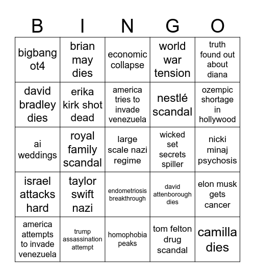 jack's 2026 bingo card Bingo Card