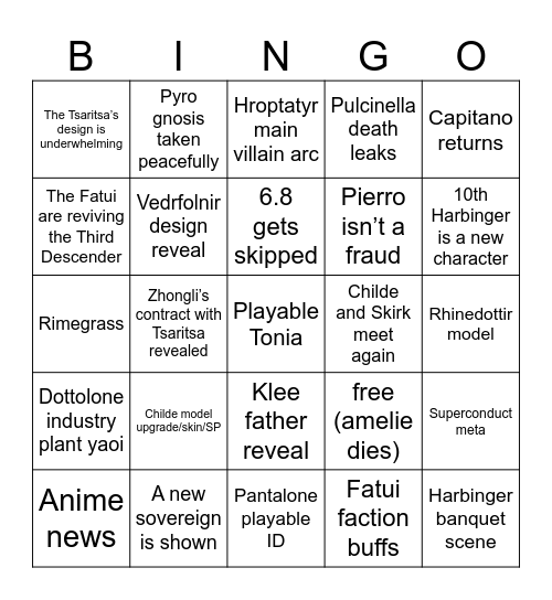 2026 Bingo Card