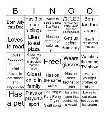 Village-Getting to Know You Activity Bingo Card