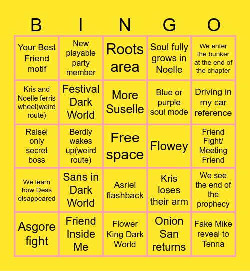Chapter 5 Bingo Card