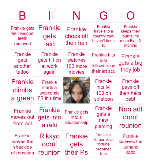 Frankie Bingo 2026 Bingo Card