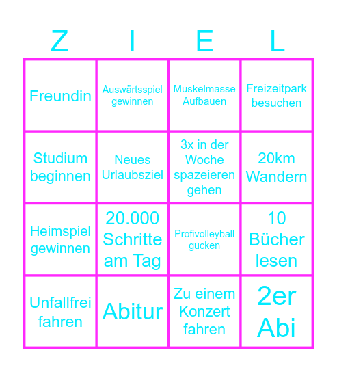 Ziele 2026 Bingo Card