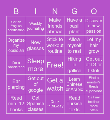 2026 Bingo Card