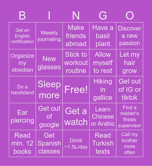 2026 Bingo Card