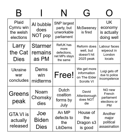 2026 Bingo Card