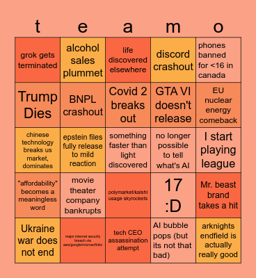 2026 Bingo Card