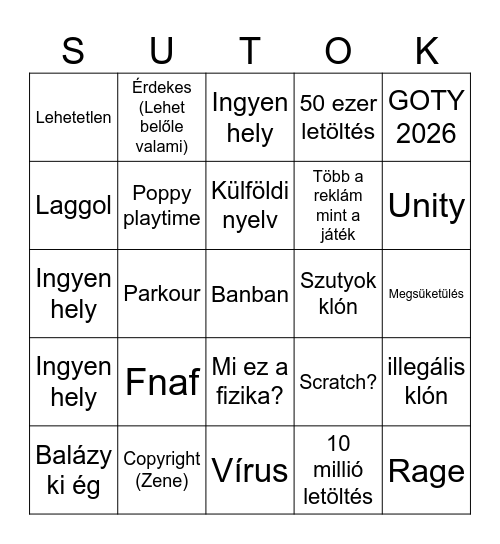 SZUTYOK Bingo Card