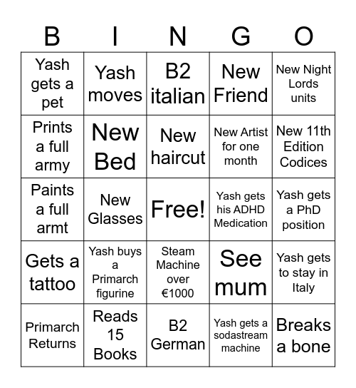 2026 Y Bingo Card