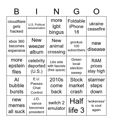 Xelnoc's 2026 bingo Card