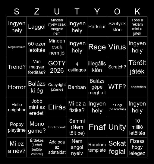 SZUTYOK Bingo Card