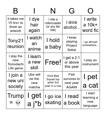 2026 Predictions Bingo Card