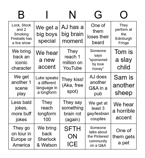 SFTH 2026 BINGO Card
