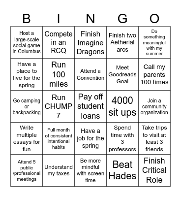 2026 Bingo Card