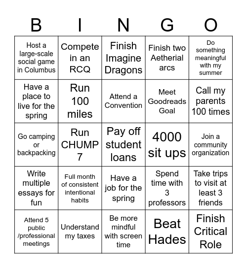 2026 Bingo Card